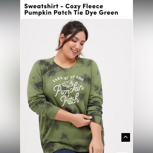 Torrid Sweatshirt - Cozy Fleece Pumpkin Patch Tie Dye Green - Size 3